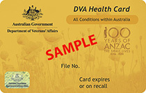 Australian government Department of Veterans' Affairs issued health card. Also known as a DVA card
