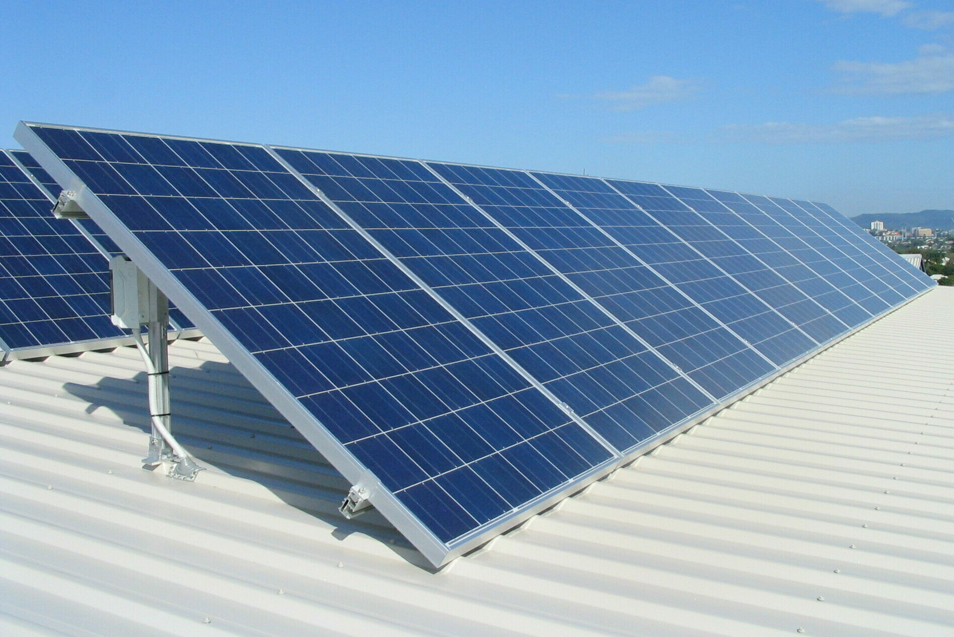Roof-mounted solar panels