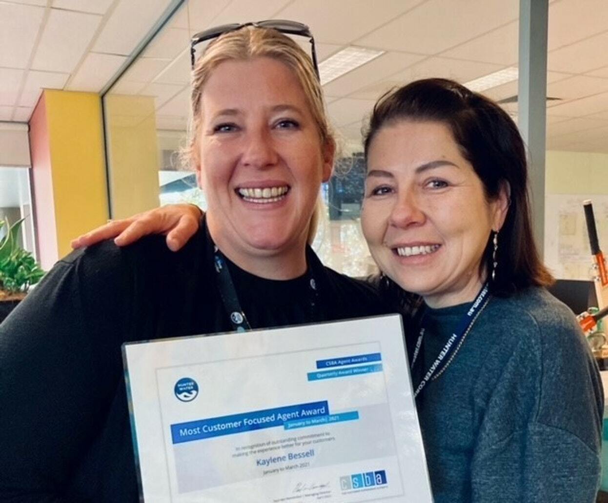 Double recognition for Hunter Water's outstanding customer services team