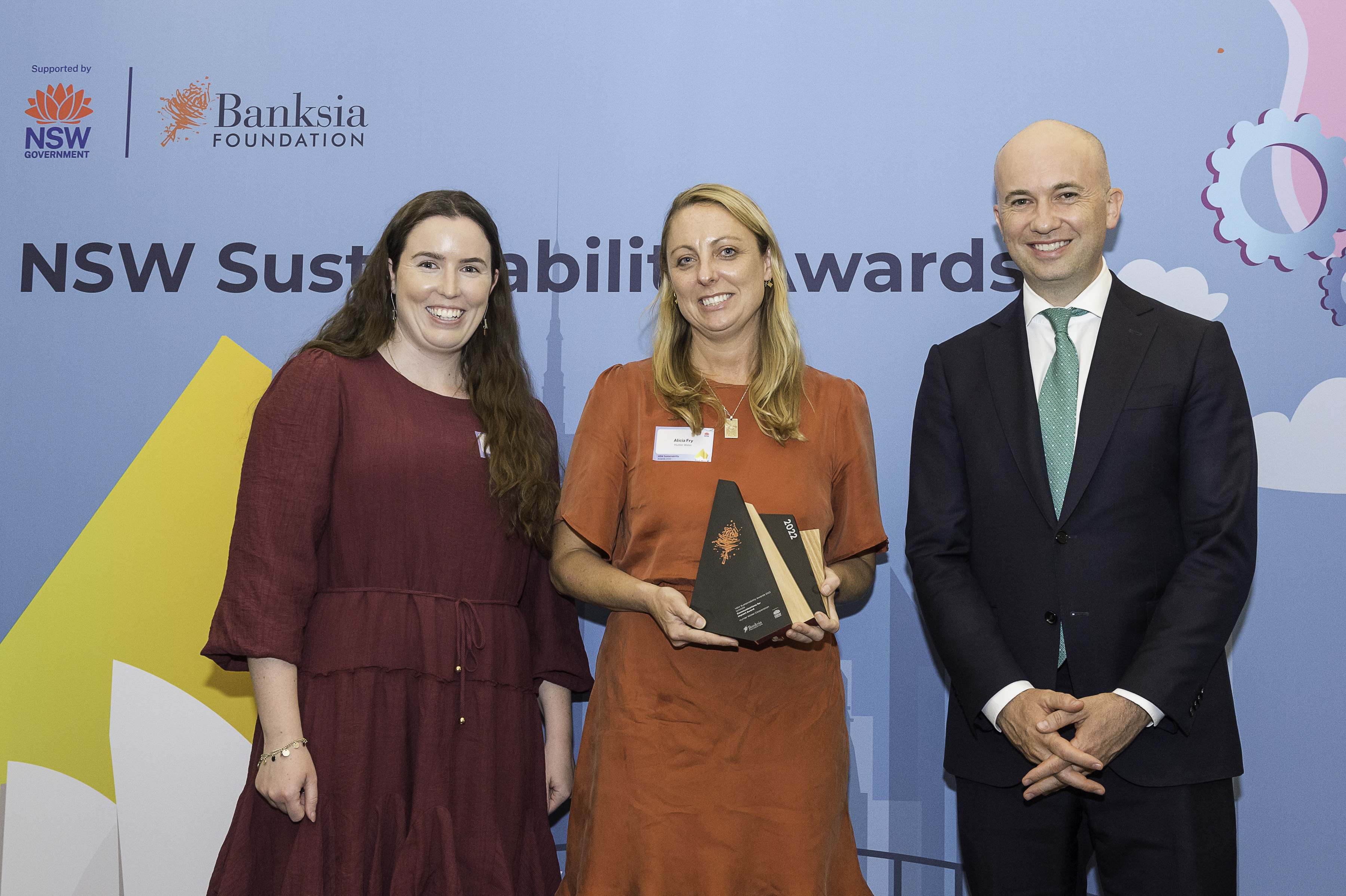Hunter Water team members accepting the award