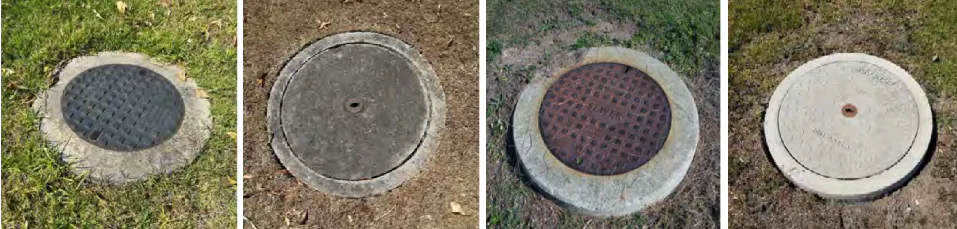 Four different types of sewer maintenance structures