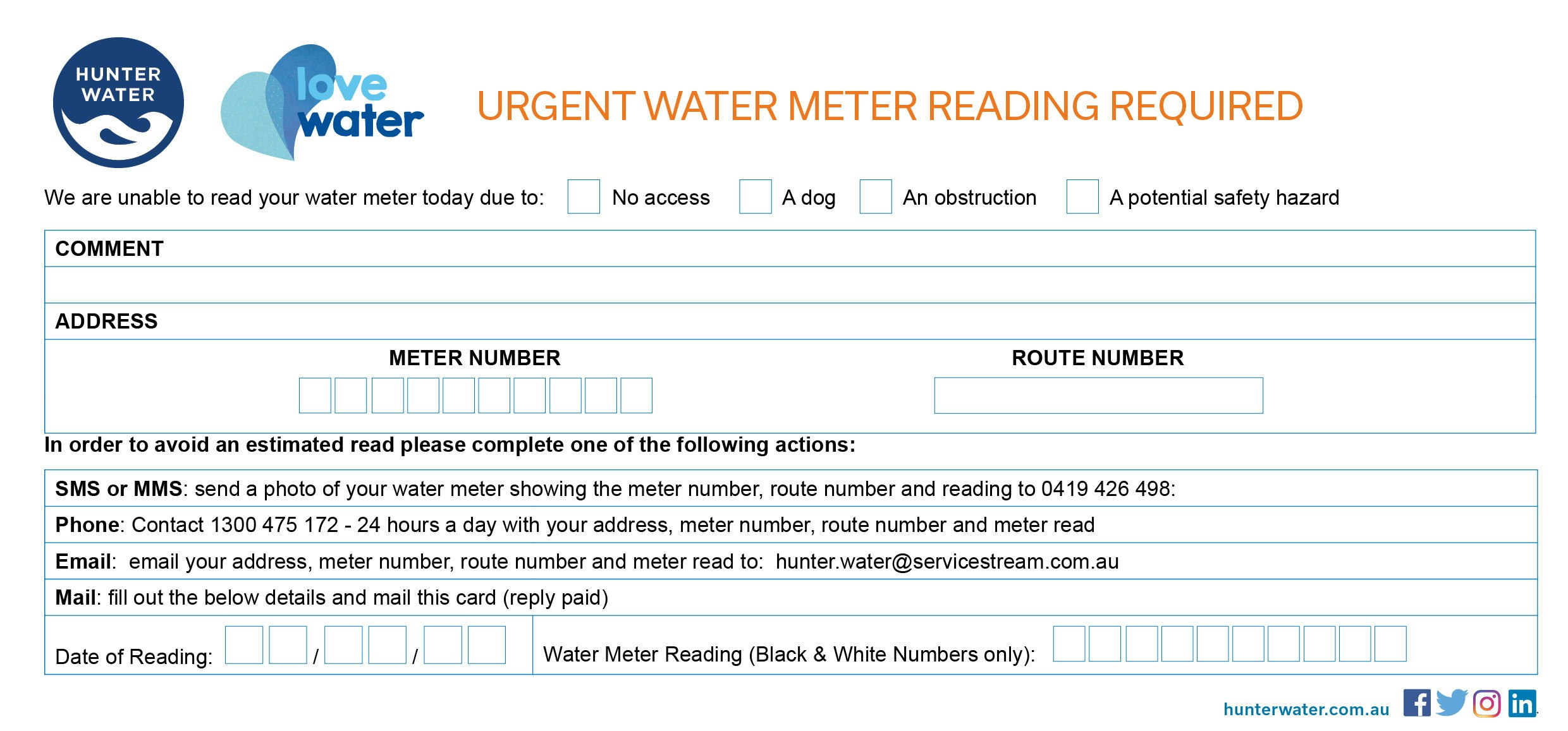 Your water meter Hunter Water